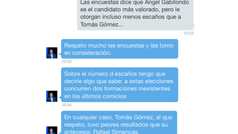 Captura de la conversación con Gabilondo vía Twitter.