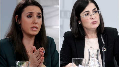 A la izquierda, la ministra de Igualdad, Irene Montero, y a la derecha la ministra de Política Territorial y Función Pública, Carolina Darias. / AGENCIAS