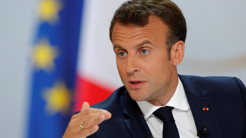 25/04/2019 - Emmanuel Macron, durante la conferencia de prensa para dar a conocer su respuesta política a las protestas de los chalecos amarillos en el Palacio del Elíseo en París, Francia | REUTERS/ Philippe Wojazer