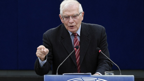 El jefe de política exterior de la Unión Europea, Josep Borrell, pronuncia un discurso durante un debate sobre la seguridad de Europa tras la invasión rusa de Ucrania, en Estrasburgo, a 9 de marzo de 2022.