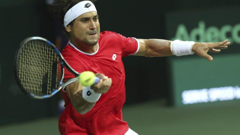 David Ferrer, durante el partido. EFE/Rajat Gupta