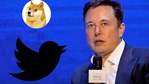 Imagen del actual logo de Twitter y Dogecoin