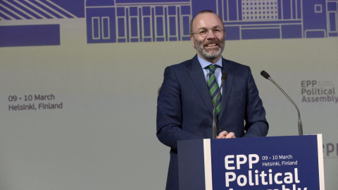 El presidente del Partido Popular Europeo, Manfred Weber, durante una reciente alocución en Helsinki, Finlandia, el 9 de marzo de 2023.