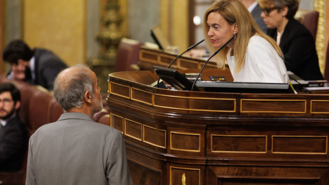 30/03/2023.- El diputado del PSC en el Congreso Joan Ruiz Carbonell y la presidenta del Congreso, Meritxell Batet, conversan durante una sesión plenaria. Eduardo Parra / Europa Press