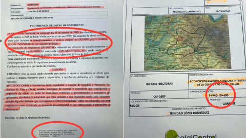 22/3/22Documento de inicio del proyecto firmado por Baltar (izquierda) y de su ejecución, con puntos kilométricos diferentes