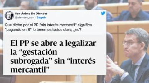 El PP, abierto a regular los vientres de alquiler si no hay ningún pago: "Como su sede, que también se la arreglaron gratis"