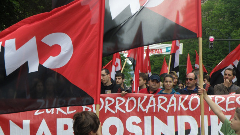 Manifestación en Bilbao en 2015, por el 1 de Mayo. Foto de archivo de CNT.