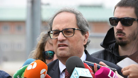 El president Quim Torra atén els mitjans des de la presó d'Estremera (Madrid)