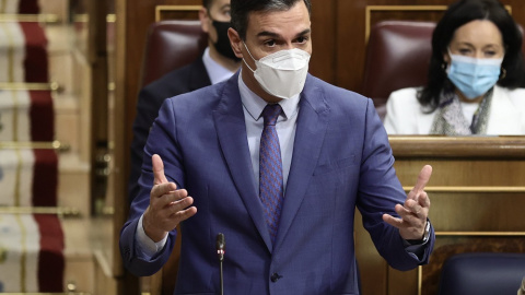 24/03/2022. El presidente del Gobierno, Pedro Sánchez, interviene en una sesión plenaria en el Congreso de los Diputados, a 20/03/2022.