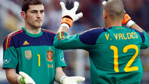 Partido de la selección española en el que participaron Iker Casillas y Víctor Valdes.