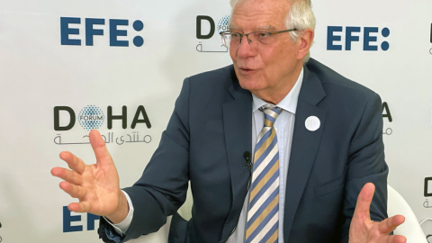 El alto representante de la Unión Europea para Asuntos Exteriores, Josep Borrell, en una entrevista en el marco del Foro de Doha, a 27 de marzo de 2022.