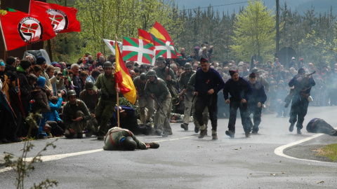 Recreación anterior del enfrentamiento en el monte de Intxorta. D.A.