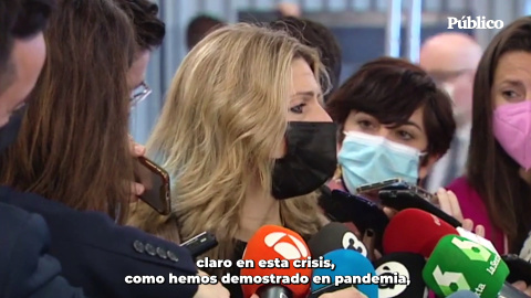 Vídeo|| Yolanda Díaz defiende las medidas anunciadas por Sánchez y advierte: "Hay ERTE, no se puede despedir"