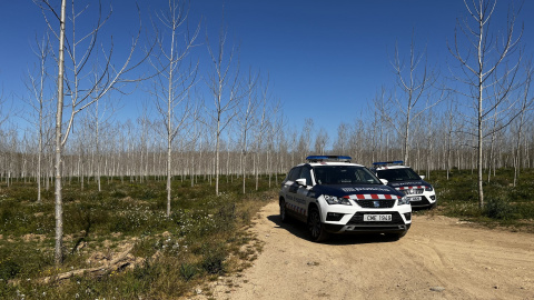 Dos cotxes de Mossos barrant l'accés a la 'rave'