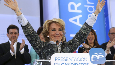 Esperanza Aguirre, en un mitin del partido en Pinto (Madrid)./ EUROPA PRESS