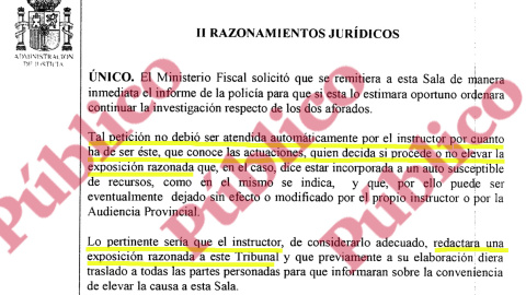 Razonamientos Jurídicos del TSJ de Baleares para devolver, con reprimenda, el oficio del juez Florit contra su antecesor Penalva y el fiscal Subirán.