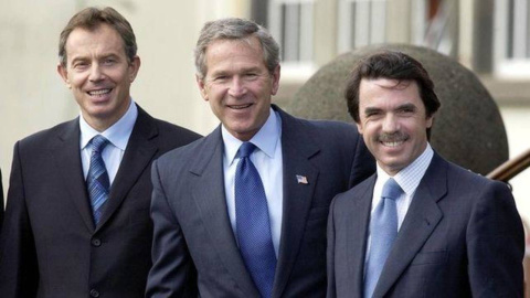 Tony Blair, George Bush y José María Aznar