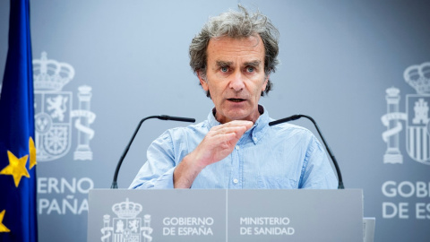 02/07/2020.- El director del Centro de Emergencias y Alertas Sanitarias, Fernando Simón, durante la rueda de prensa ofrecida este jueves en Madrid para hablar de los últimos datos de la evolución de la pandemia del coronavirus - EFE/Luca Pi