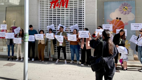 11/4/23 Protesta de las dependientas de H&M en Pontevedra el pasado sábado.