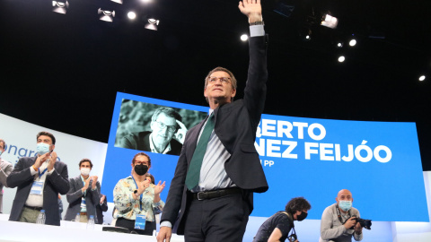 Alberto Núñez Feijóo just després de ser proclamat al congrés extraordinari del PP a Sevilla.