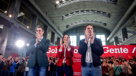 12/04/2023. Pedro Sánchez presenta a Reyes Maroto, como candidata a la alcaldía de Madrid, junto al secretario general de los socialistas madrileños, Juan Lobato, en La Nave, a 4 de febrero de 2023, en Madrid.