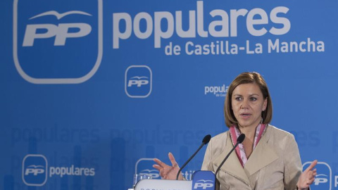 María Dolores Cospedal durante la presentación ayer de la candidatura del PP a la Alcaldía de Cuenca. /EFE