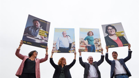 Ernest Maragall amb altres candidats d'ERC per a les municipals o les europees. EFE / ALEJANDRO GARCÍA