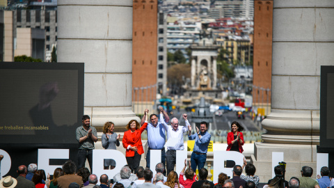 Els dirigents d'ERC durant la Festa de la República.