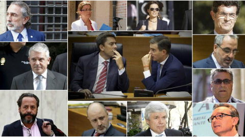 Los cabecillas de la trama Gürtel Francisco Correa, Pablo Crespo y Álvaro Pérez; las ex dirigentes del PP valenciano Cristina Ibánez y Yolanda García; el exvicepresidente de la Generalitat valenciana, Vicebnte Rambla, y el ex secretario gen