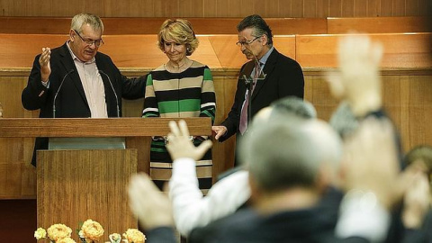 La candidata del PP a la Alcaldía de Madrid,Esperanza Aguirre, durante su encuentro con pastores evangélicos