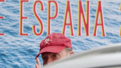 Juan Carlos I durante la clausura la 3ª Regata del IV Circuito Copa de España 2022, a 22 de mayo de 2022, en Sanxenxo, Pontevedra.