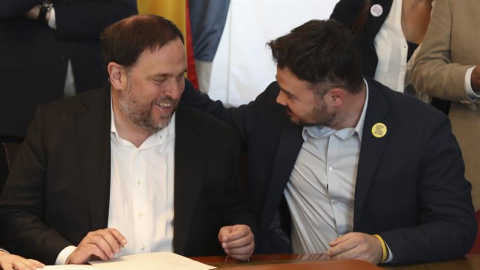 Oriol Junqueras i Gabriel Rufián al Congrés dels diputats aquest dilluns. EFE/J.J. Guillén