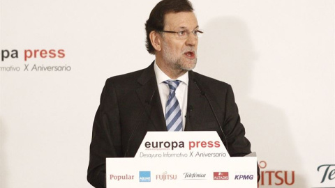 Rajoy, en el X aniversario de los desayunos de Europa Press. EP