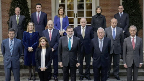 El equipo de Gobierno, ahora en funciones, en La Moncloa. Archivo EFE