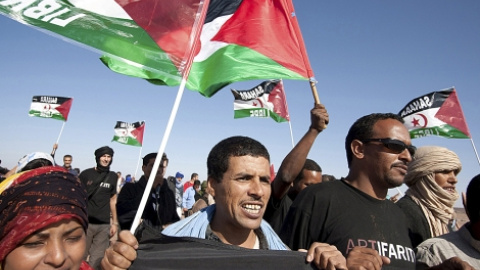 Manifestación ante la sede de la Misión de Naciones Unidas para el Referéndum en el Sahara Occidental. | Efe