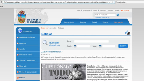 La web del Ayuntamiento de Guadalajara