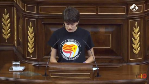 La secretaria de la mesa de edad Marta Rosique (ERC) arranca la sesión con una camiseta en la que se ve el lema: "Acción antifascista países catalanes". - EUROPA PRESS