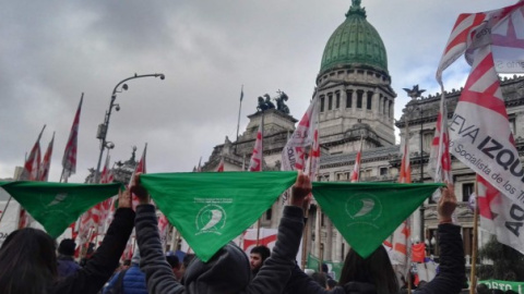 13/06/2018 Concentración en la Plaza del Congreso de Buenos Aires, durante el debate de la ley de interrupción del embarazo en el Parlamento argentino. S.R.