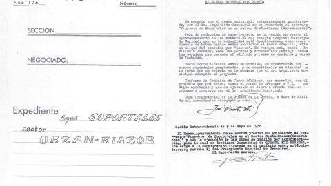 Expediente de 1958. La cantería del benéfico Hospital Caridad se aprovechará para la construcción de unos soportales.