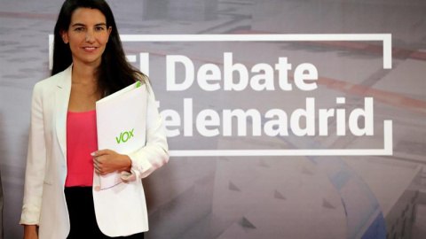 19/05/2019 - La candidata de Vox a la Presidencia de la Comunidad de Madrid, Rocío Monasterio, posa momentos antes de participar en el debate televisivo celebrado en Telemadrid | EFE/ Juanjo Martín