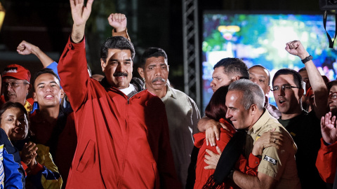 El presidente de Venezuela, Nicolás Maduro, celebrando los resultados de las elecciones del domingo, 30 de julio. EFE/Nathalie Sayago