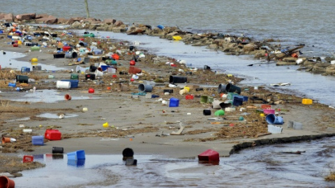 Envases de plástico en la costa. EFE