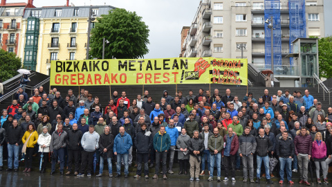 Movilización del sindicato LAB para pedir un nuevo convenio del metal en Bizkaia.