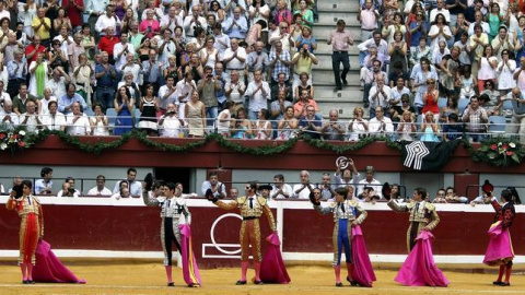 Imagen de la última corrida celebrada en el coso taurino de Illumbe - EFE