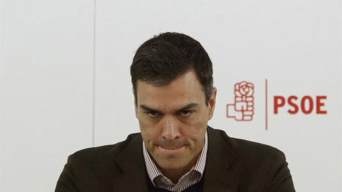 El secretario general del PSOE, Pedro Sánchez, al inicio de la reunión de la Comisión Ejecutiva Federal del partido. - EFE