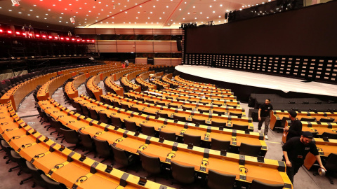 Vista del hemiciclo plenario en el Parlamento Europeo antes de las elecciones de la UE en Bruselas. Reuters