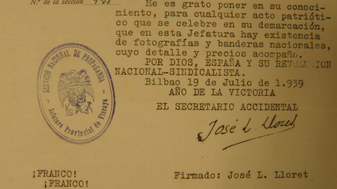 Documentos de 1939 sobre la venta de banderas nacionales