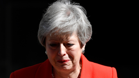 Theresa May, durante la rueda de prensa en la que ha anunciado su dimisión. - REUTERS