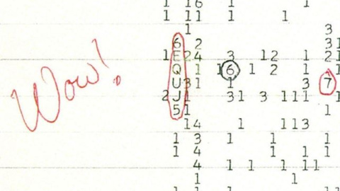 La señal captada por el astrónomo Jerry Ehman en 1977.