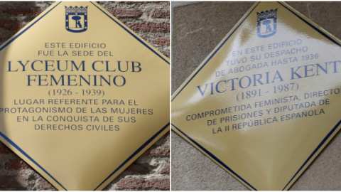 Placas dedicadas al Lyceum Club Femenino y a a Victoria Kent. / MADRID.ES